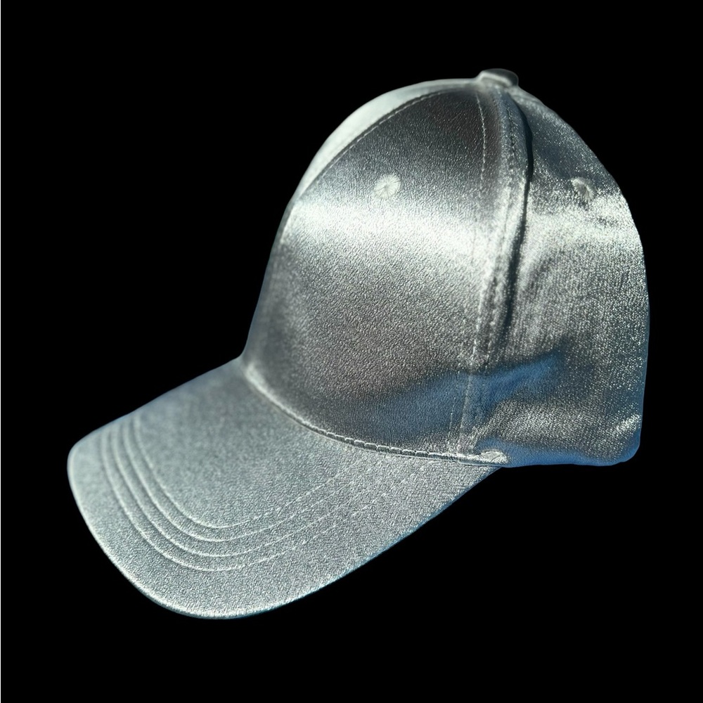 Stylish Satin Baseball Cap Silver  Adjustable Strap Lightweight Breathab… - Picture 3 of 8